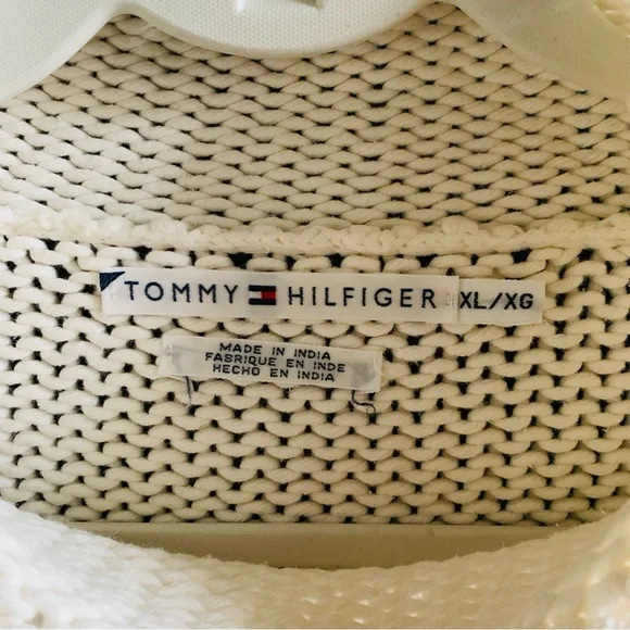Tommy Hilfiger Vintage 2003 Mock Neck Cream Knit Sweater | XL - Picture 5 of 10